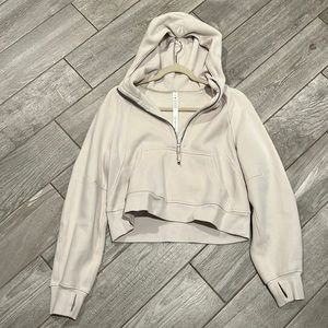 Tan oversized scuba half zip hoodie size XS/S NEVER WORN
